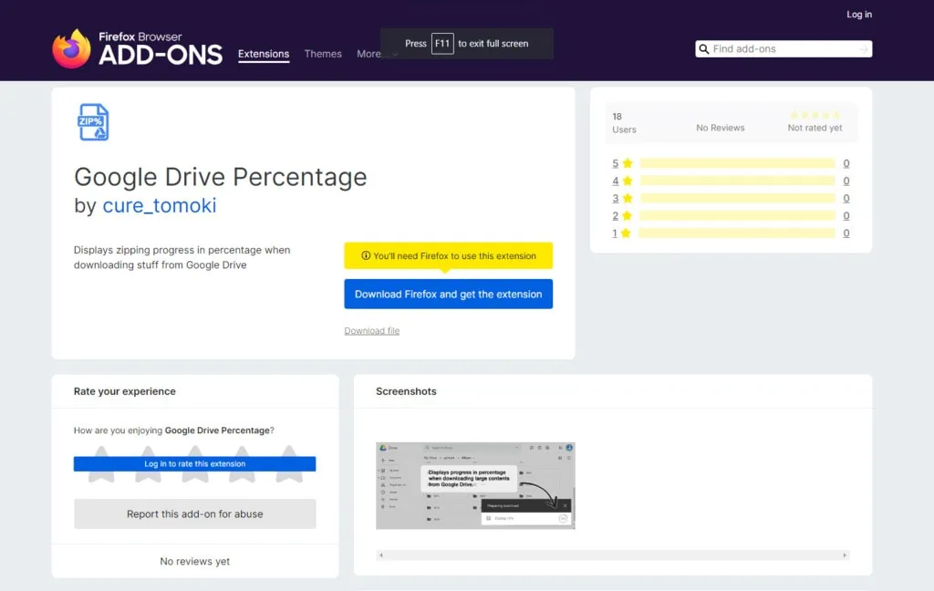 Google Drive Percentage